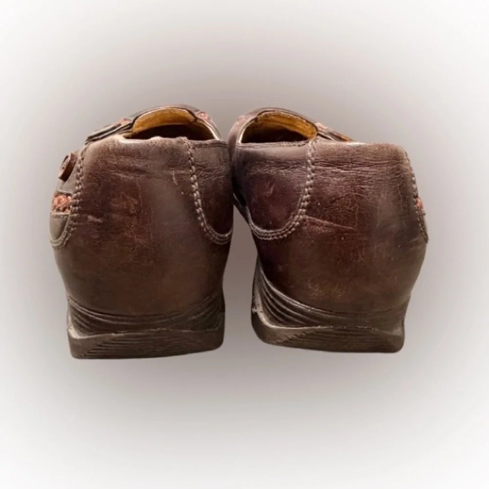 Dansko Pam leather slip-on loafers Wedge Heel Tweed Accents Size 39 US 8/8.5 - Picture 4 of 6